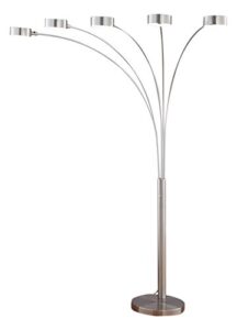 artiva usa micah plus modern led 5-arched satin nickel floor lamp with dimmer 88", brushed steel