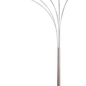 Artiva USA Micah Plus Modern LED 5-Arched Satin Nickel Floor Lamp with Dimmer 88", Brushed Steel