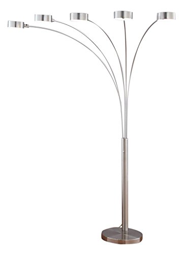 Artiva USA Micah Plus Modern LED 5-Arched Satin Nickel Floor Lamp with Dimmer 88", Brushed Steel