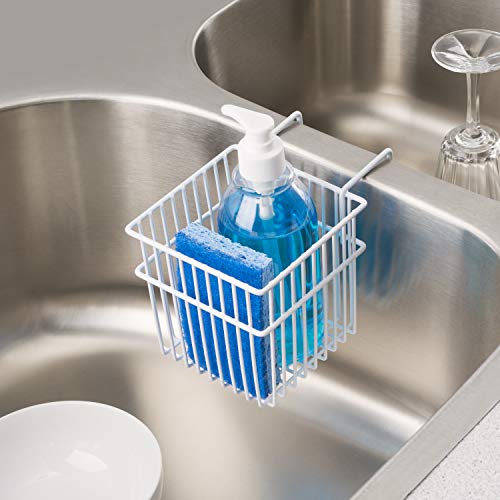 Home Basics Vinyl Coated Sink Basket Sponge Soap Holder, White