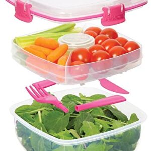 Sistema To Go Collection Salad to Go Food Storage Container (2 Pack), 37 oz, Clear with Assorted Color Accents