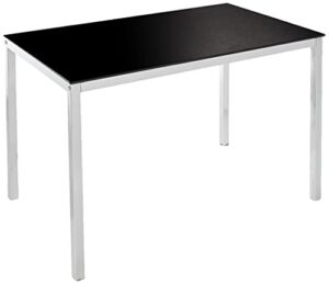 inroom designs kings brand furniture - rectangle modern dining table with glass top, chrome base,