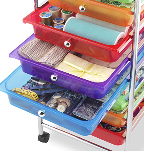 Whitmor 10 Drawer - Rolling Craft Organizer Cart - Chrome 15.25x13.50x35.25