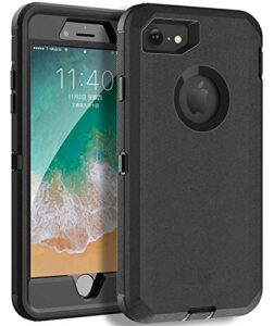 mxx for iphone 8 heavy duty case with screen protector [no belt clip] [3 in 1 layers protective] rugged rubber shockproof protection cover for apple iphone 7 / iphone 8 - (black)