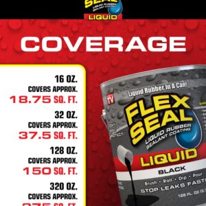 Flex Seal Liquid, 1 Gallon, Black, Liquid Rubber Coating Sealant, Waterproof, Flexible, Breathable, and UV Resistant, Roof Repair, Basements, RV, Campers, Trailers, Marine, EPDM, Masonry