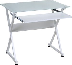 onespace ultramodern glass computer desk, white