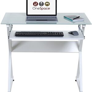 OneSpace Ultramodern Glass Computer Desk, White