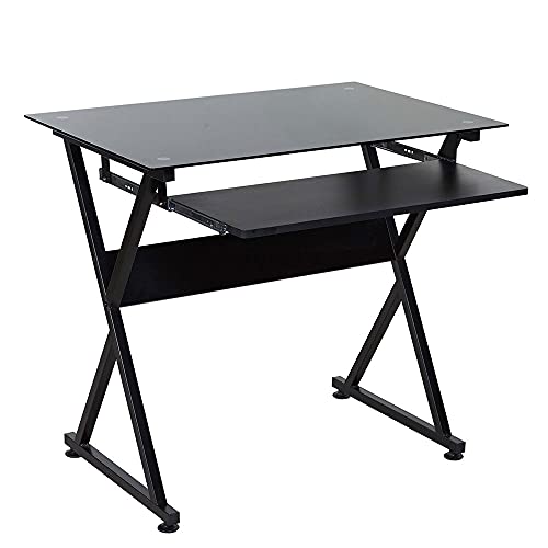 OneSpace Ultramodern Glass Computer Desk, Black