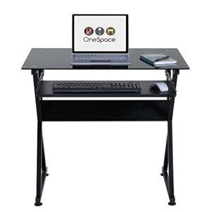 OneSpace Ultramodern Glass Computer Desk, Black