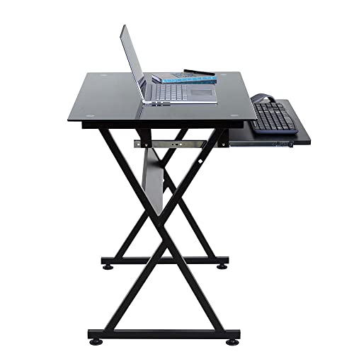 OneSpace Ultramodern Glass Computer Desk, Black