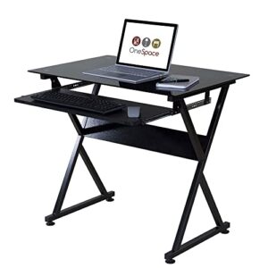 OneSpace Ultramodern Glass Computer Desk, Black