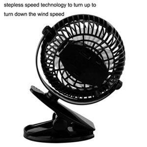 HJIAN 5-inch Clip Fan Portable Stroller Fan Battery Fan Clip on Fans Personal Cooling Fan Tables Fan Desktop Fans Clamp Fans Baby Stroller Clip Fan (Black)