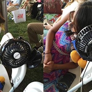 HJIAN 5-inch Clip Fan Portable Stroller Fan Battery Fan Clip on Fans Personal Cooling Fan Tables Fan Desktop Fans Clamp Fans Baby Stroller Clip Fan (Black)