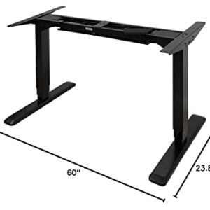 ErgoMax Adjustable Ergonomic Standing Workstation Electric Desk Frame w/Dual Motor, Tabletop Not Included, 50 Inch Max Height, Black