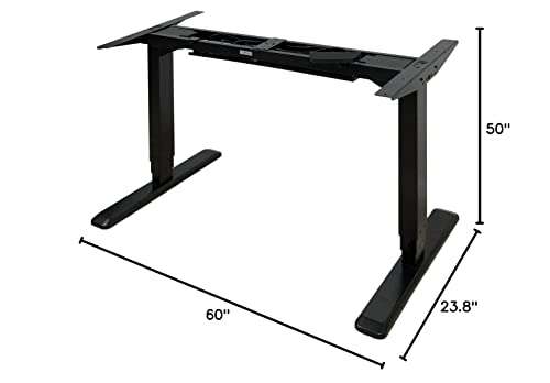 ErgoMax Adjustable Ergonomic Standing Workstation Electric Desk Frame w/Dual Motor, Tabletop Not Included, 50 Inch Max Height, Black