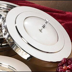 Stackable Communion Tray with Center Bread Plate & Tray Cover - Stainless Steel Silver Finish