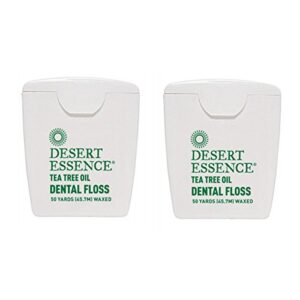 desert essence tea tree oil dental floss, no alcohol, 50 yards (45.7 m) waxed (pack of 2)