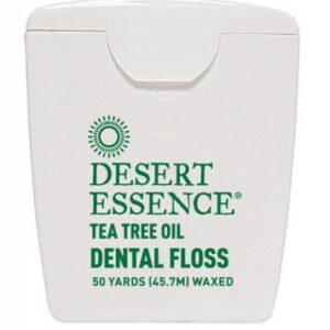 Desert Essence Tea Tree Oil Dental Floss, No alcohol, 50 Yards (45.7 M) Waxed (Pack of 2)