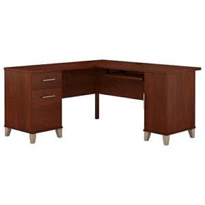bush furniture wc81730 l shaped desk with storage, 60w, hansen cherry