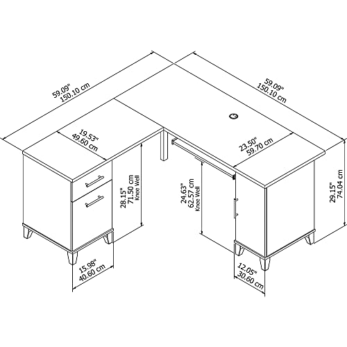 Bush Furniture WC81730 L Shaped Desk with Storage, 60W, Hansen Cherry