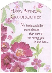 pink flowers with glitter z fold: granddaughter - designer greetings birthday card