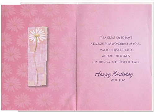 Tall Daisy with Glitter in White Frame Die Cut: Daughter - Designer Greetings Birthday Card