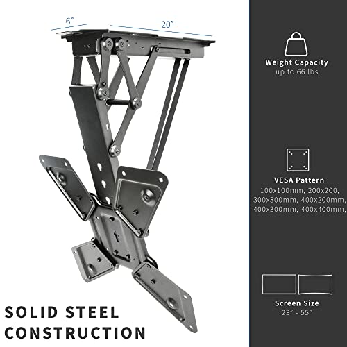 VIVO Electric Ceiling TV Mount for 23 to 55 inch Screens, Flip Down Motorized Pitched Roof VESA Mount, MOUNT-E-FD55