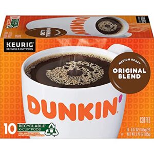 dunkin' original blend medium roast coffee, 10 keurig k-cup pods