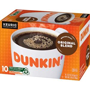 Dunkin' Original Blend Medium Roast Coffee, 10 Keurig K-Cup Pods