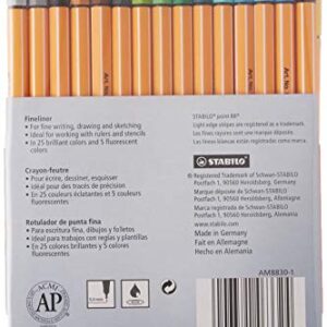 STABILO Point 88 Fineliner Pens, 0.4 mm - 30-Color Set