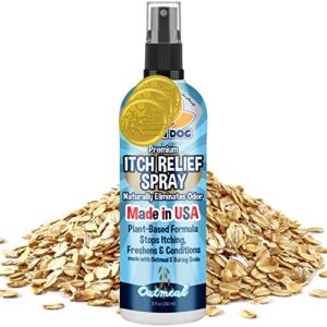 anti itch oatmeal spray for dogs and cats | 100% natural soothing relief for dry, itchy, bitten or allergy damaged skin treatment | professional quality