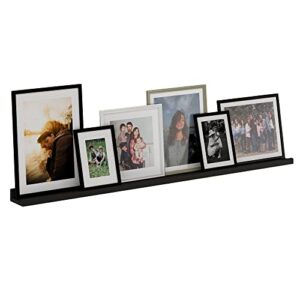 wallniture denver 46" black floating shelf for wall collage, picture ledge shelf for living room decor