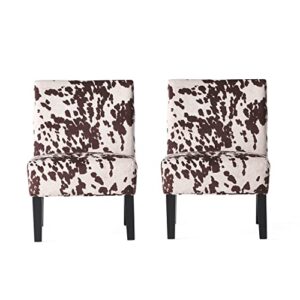 christopher knight home kassi fabric accent chairs, 2-pcs set, milk cow