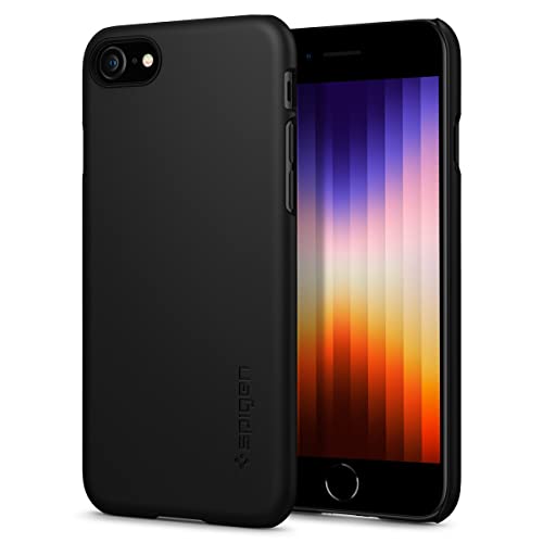 Spigen Thin Fit Designed for iPhone SE 2022 Case/iPhone SE 3 Case 2022 / iPhone SE 2020 Case/iPhone 8 Case/iPhone 7 Case - Black