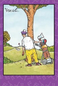 golfer with axe - eric decetis funny birthday card