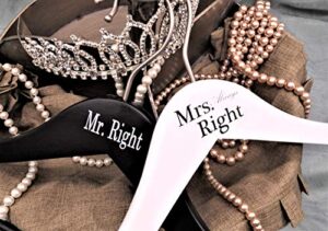 nahanco mrsar20117 bridal hanger set, wooden hangers imprinted with mr. right and mrs. always right, 17” (2 piece set)