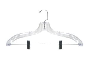 nahanco 500rchu plastic suit hanger with metal swivel hook and pinch clips, heavy weight, 17", clear (pack of 25)