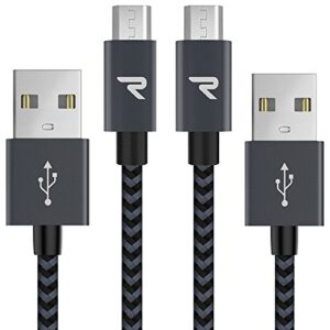 micro usb cable,[2 pack/3.3ft],rampow qc 3.0 fast charging & sync android charger,braided nylon micro usb cables for samsung galaxy s7/s6 and edge,note 6/5,sony,kindle,ps4,android devices - space grey