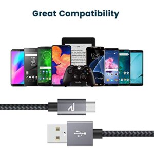 Micro USB Cable,[2 Pack/3.3ft],Rampow QC 3.0 Fast Charging & Sync Android Charger,Braided Nylon Micro USB Cables for Samsung Galaxy S7/S6 and Edge,Note 6/5,Sony,Kindle,PS4,Android Devices - Space Grey