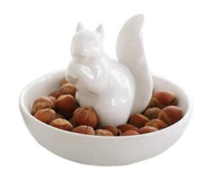 la jolie muse nut bowl snack serving dish - ceramic squirrel candy jewelry dish for pistachio peanuts, house warming hostess gifts