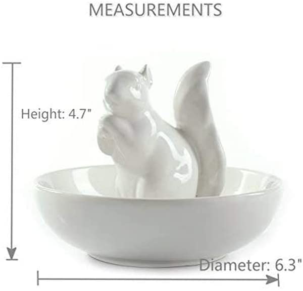 LA JOLIE MUSE Nut Bowl Snack Serving Dish - Ceramic Squirrel Candy Jewelry Dish for Pistachio Peanuts, House Warming Hostess Gifts