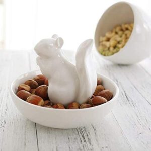 LA JOLIE MUSE Nut Bowl Snack Serving Dish - Ceramic Squirrel Candy Jewelry Dish for Pistachio Peanuts, House Warming Hostess Gifts