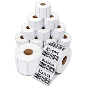 aegis adhesives - 2 ¼” x 1 ¼” direct thermal labels for barcodes, address, perforated & compatible rollo, zebra, & other desktop label printers (12 rolls, 1000/roll)