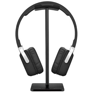 new bee headphone stand headset holder earphone stand with aluminum supporting bar flexible headrest abs solid base for all headphones size (black)