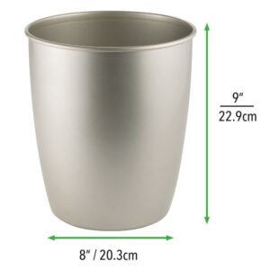 mDesign Small Steel Round Trash Can Bucket - 1.5 Gallon Wastebasket, Garbage Container Bin for Bathroom, Powder Room, Bedroom, Kitchen, Home Office - Hamill Collection - 4 Pack - Matte Satin