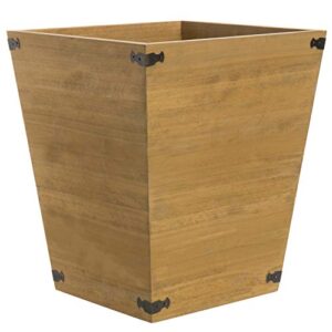 mygift brown wood design waste bin/small decorative trash can for bedroom, bathroom & office