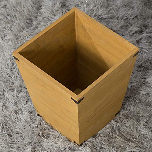 MyGift Brown Wood Design Waste Bin/Small Decorative Trash Can for Bedroom, Bathroom & Office