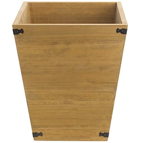 MyGift Brown Wood Design Waste Bin/Small Decorative Trash Can for Bedroom, Bathroom & Office