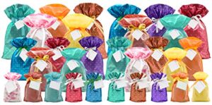 giftmate 60pc non-woven and polka dots drawstring gift bag set (30 gift bags and 30 gift tags)