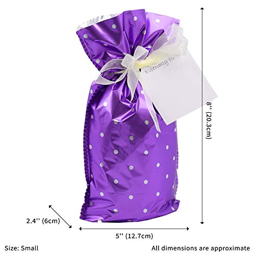 GiftMate 60pc Non-Woven and Polka Dots Drawstring Gift Bag Set (30 Gift Bags and 30 Gift Tags)